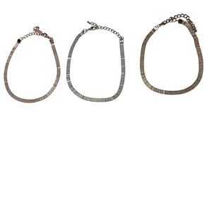 Elegant Mesh Chain Bracelets Rose Gold Silver and Gold Tone Set Of 3 Adjustable